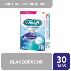 Corega Tabs Tabletas Limpiadoras Blanqueador x 30 Tabletas