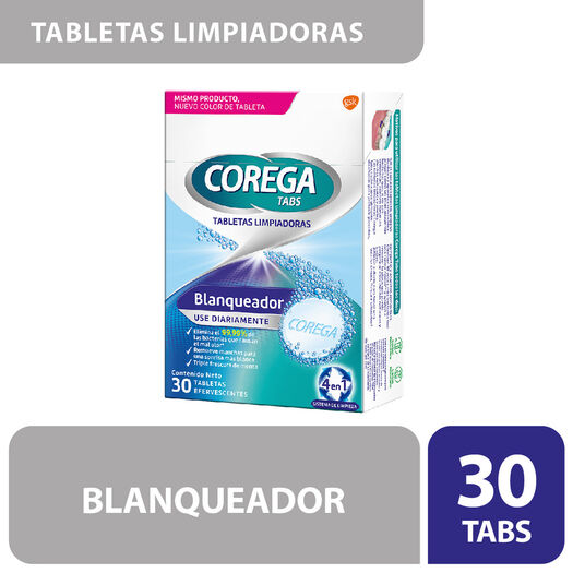 Tabletas Corega Blaqueadoras de Protesis Dentales Efervescente 30 un, , large image number 0