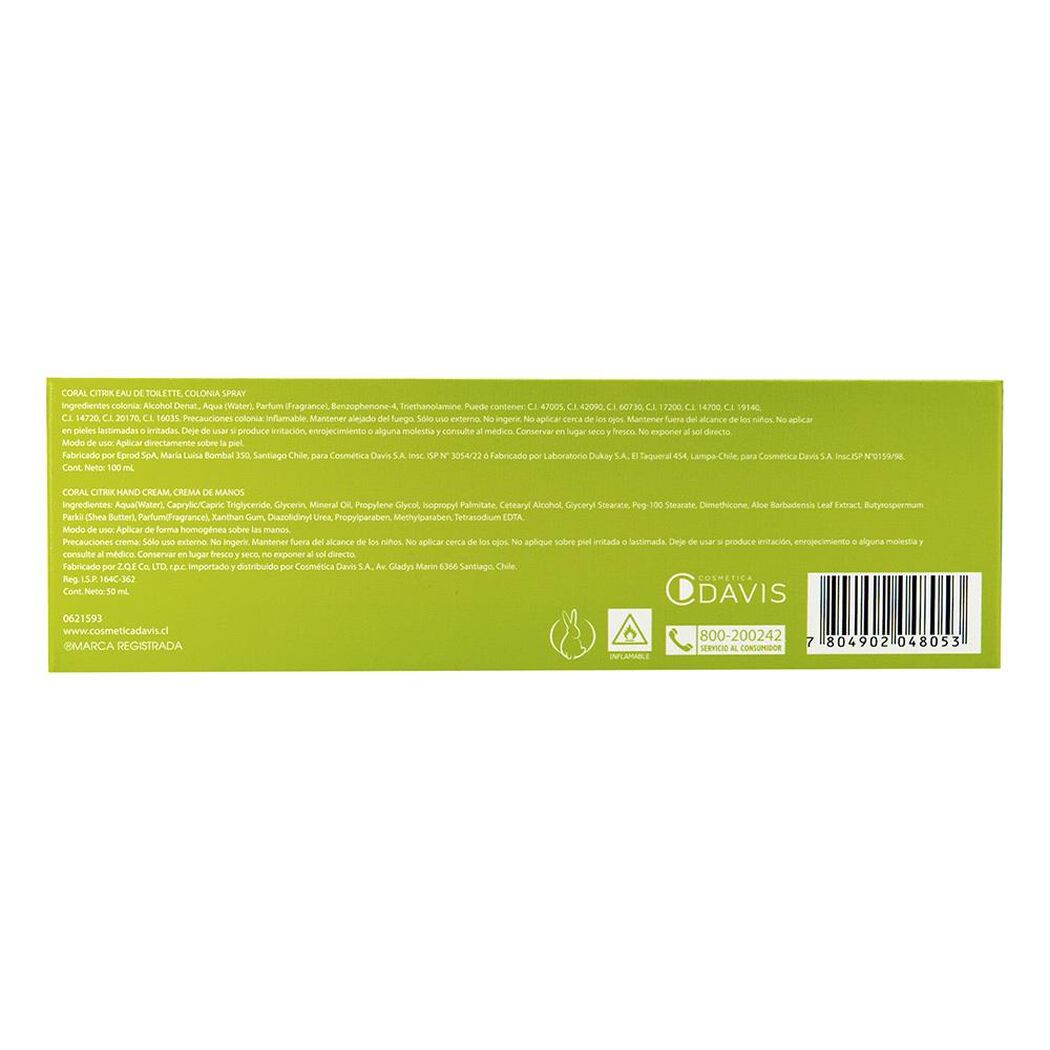 Coral Citrik EDT 100 ml + Crema de Manos 50 ml, , large image number 1
