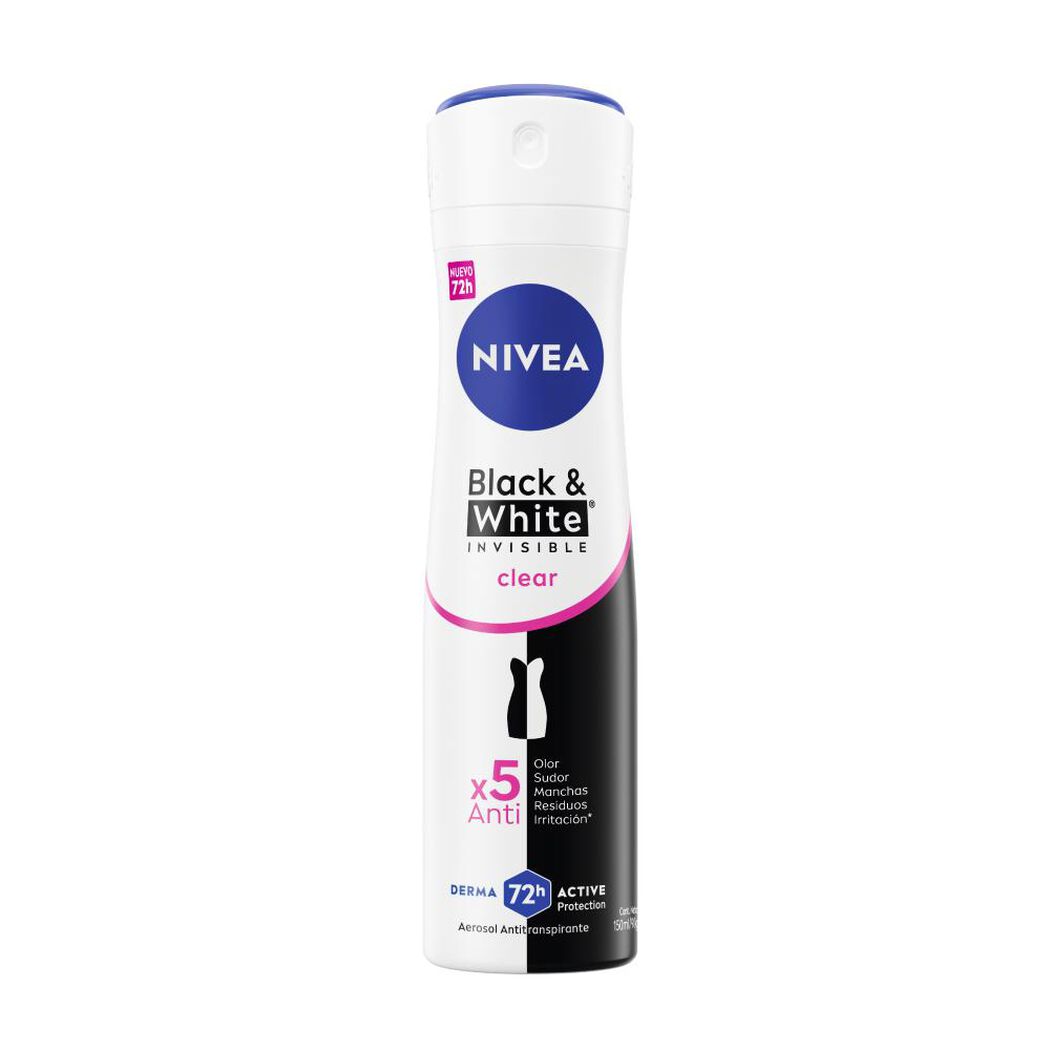 Desodorante Nivea Spray Black & White Clear 150 mL, , large image number 1