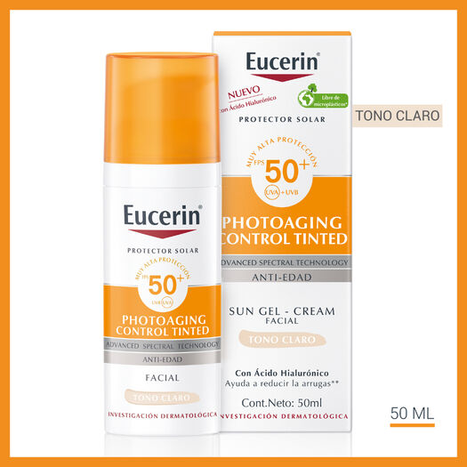 Eucerin Sun Photoaging Control Tinted Facial Tono Claro Protector Solar Fps50+ 50 Ml, , large image number 1