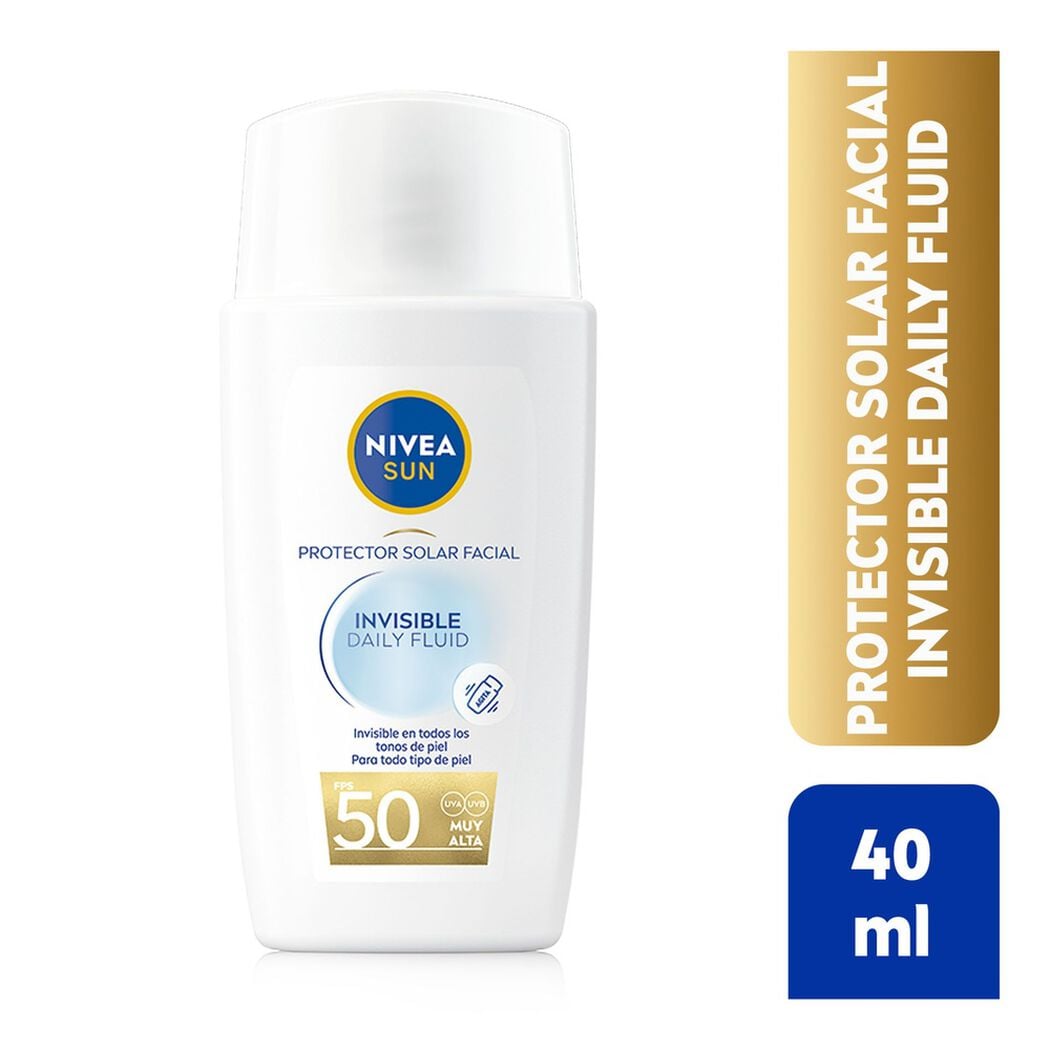 Protector Solar Facial Nivea Invisible Daily Fluid FPS50 40 ml, , large image number 0