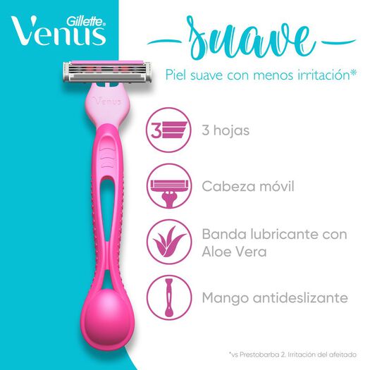 Máquina De Afeitar Desechable Gillette Venus Suave Con Aloe Vera, 2 Unidades, , large image number 3