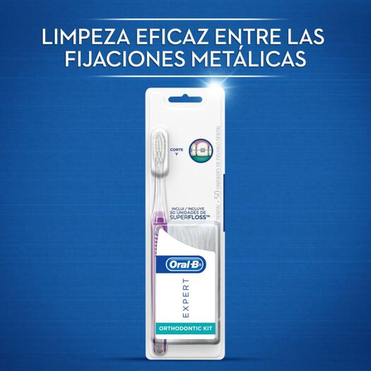 Oral B Kit Cepillo Dental Expert Orthodontic + Superfloss 50 Unidades x 1 Unidad, , large image number 2