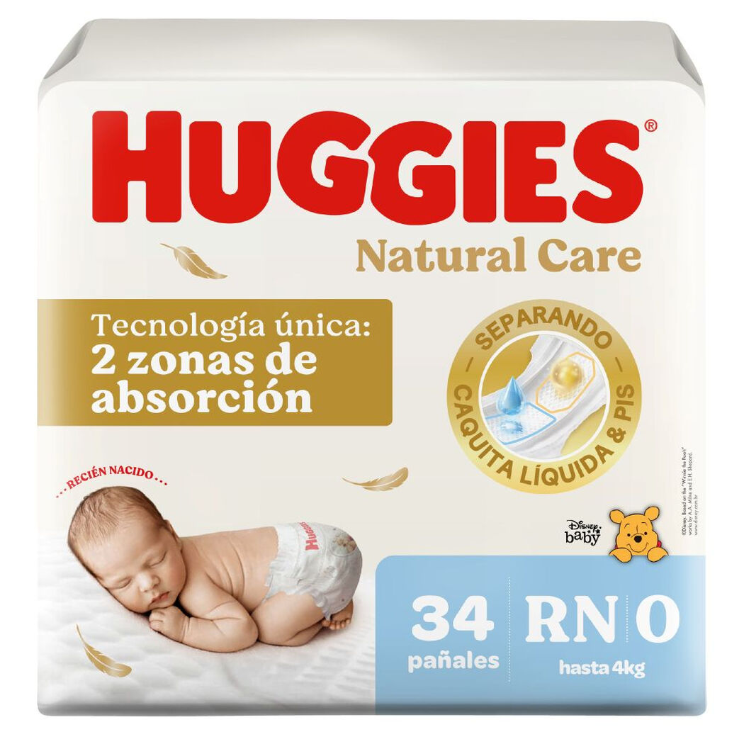 Pa&ntilde;ales Huggies Natural Care Recien Nacido 34 un, , large image number 0