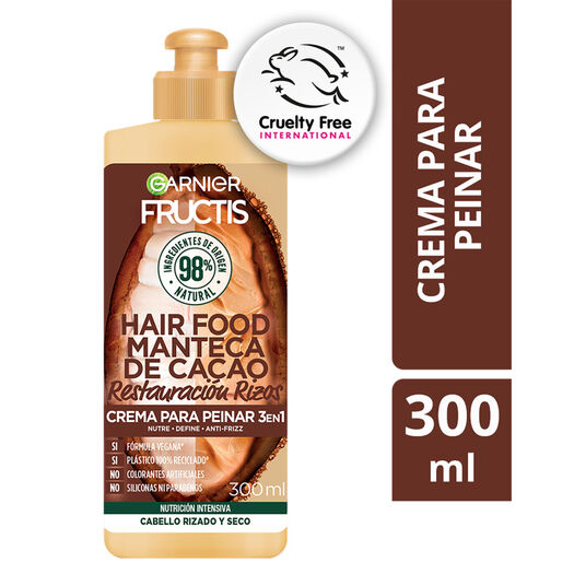 Crema Para Peinar Restauración Rizos Fructis Hair Food Cacao 300Ml, , large image number 0