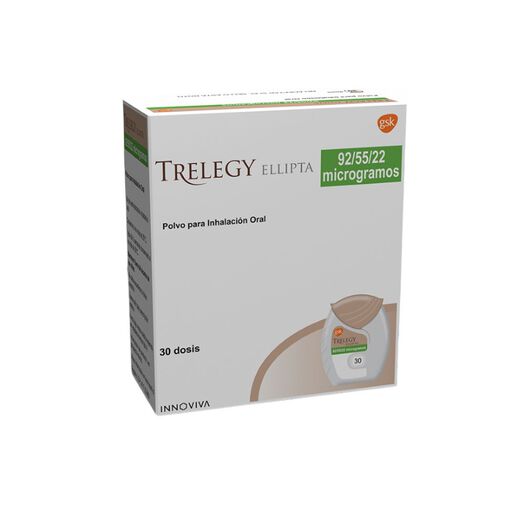 Trelegy Ellipta 92 mcg /55 mcg/22 mcg/Dosis x 30 Dosis Polvo para Inhalación Oral, , large image number 0