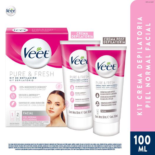 Veet Kit Crema Depilatoria Facial + Hidratante 2 x 50 ml, , large image number 0