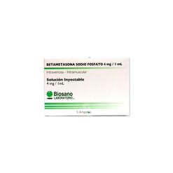 Betametasona 4 mg/ml Solución Inyectable Caja 5 Ampollas BIOSANO
