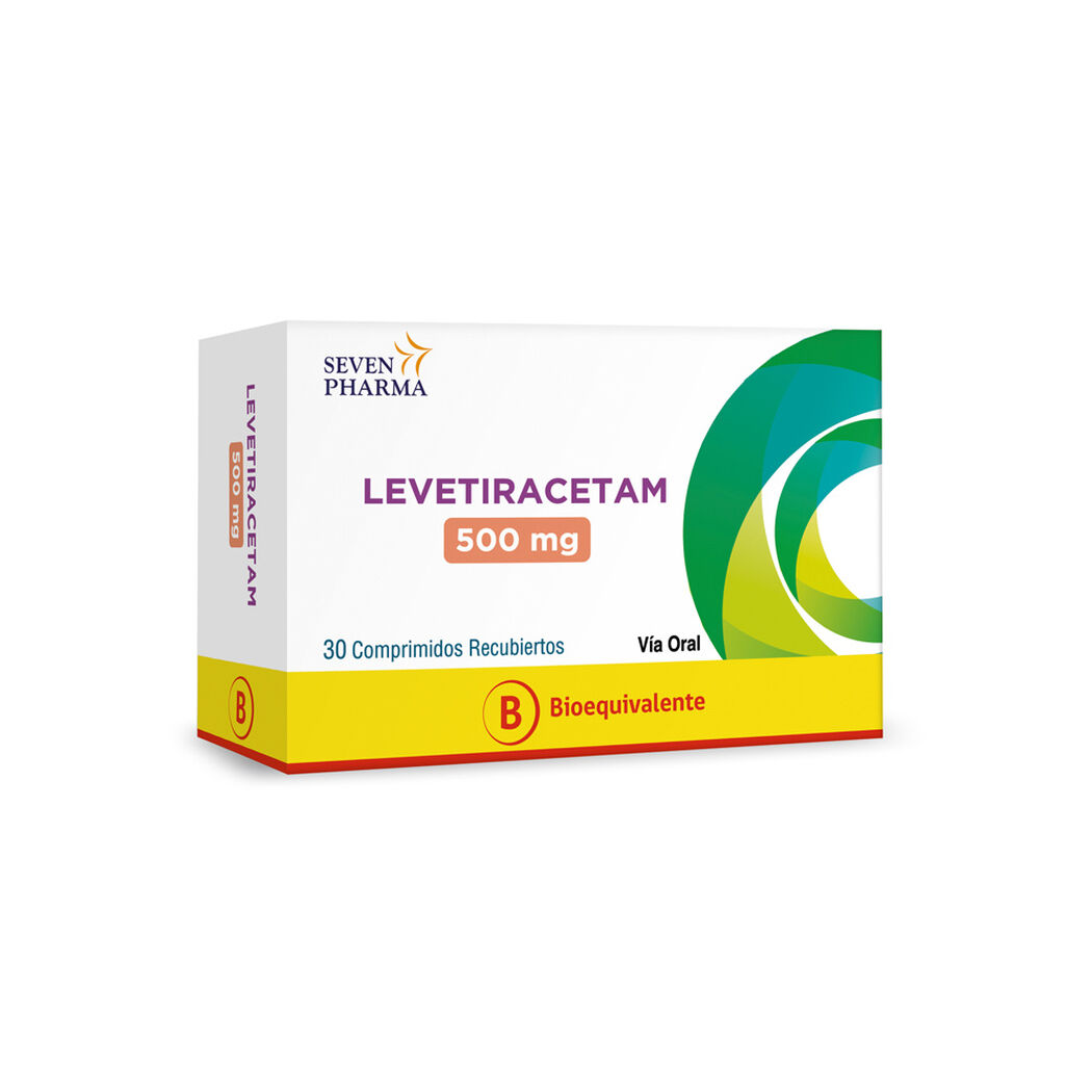 Levetiracetam 500 mg x 30 Comprimidos Recubiertos SEVEN PHARMA CHILE SPA, , large image number 0