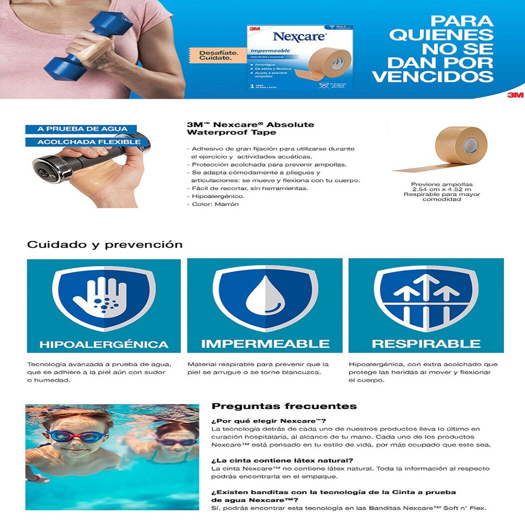 Cinta Impermeable 25mm x 4,5mts. Nexcare, , large image number 4