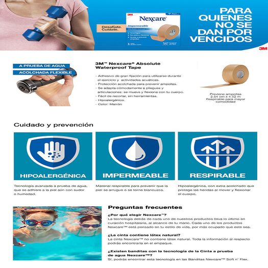 Cinta Impermeable 25mm x 4,5mts. Nexcare, , large image number 4