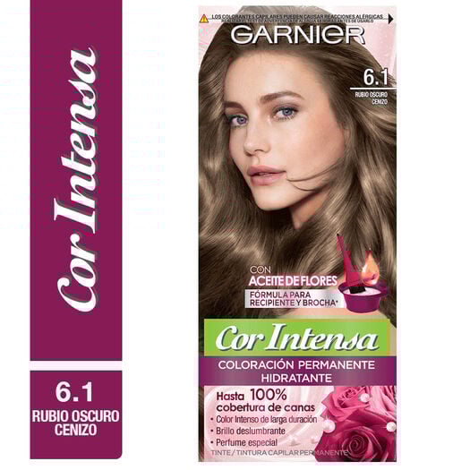 Garnier Cor Intensa Tintura Permanente 6.1 Rubio Oscuro Cenizo x 12 mL, , large image number 0
