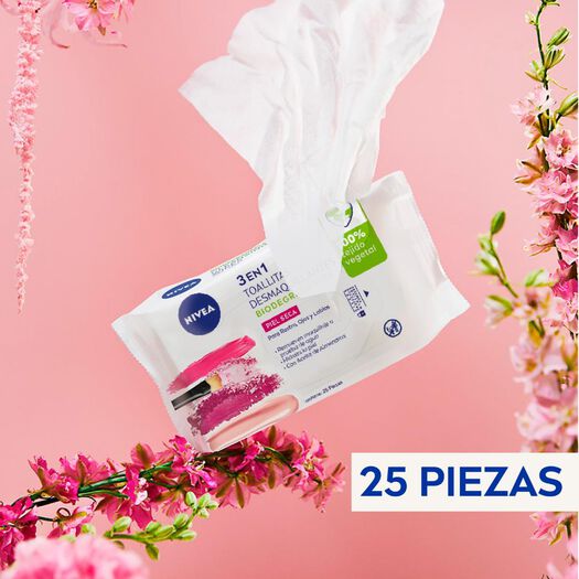 TOALLITAS DESMAQUILLANTES SUAVES NIVEA PIEL SECA 25UDS, , large image number 3