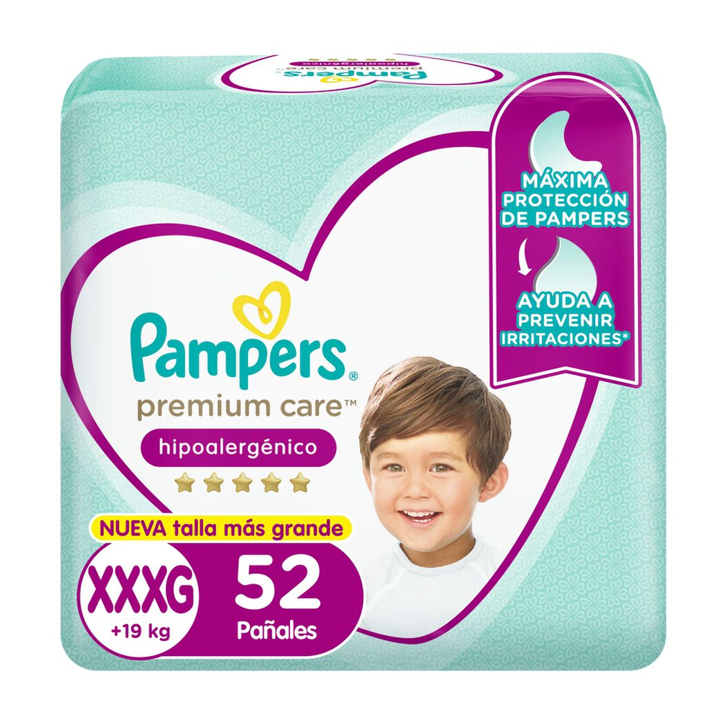Pañales Pampers Premium Care Hipoalergénico XXXG 52 un, , large image number 0