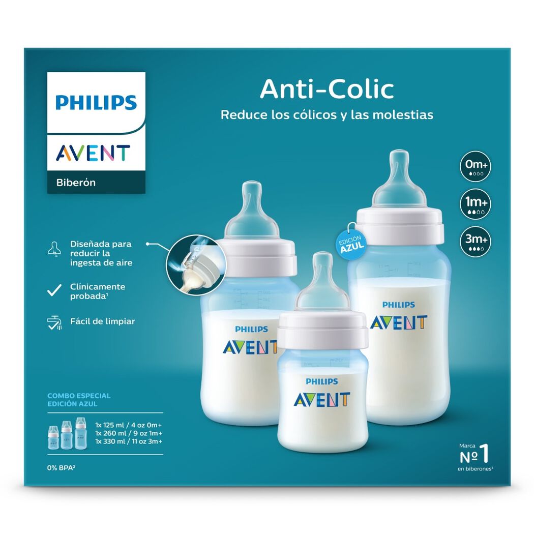 Set 3 Mamaderas Anticolic Philips Avent 125ml 260ml 330ml, , large image number 1