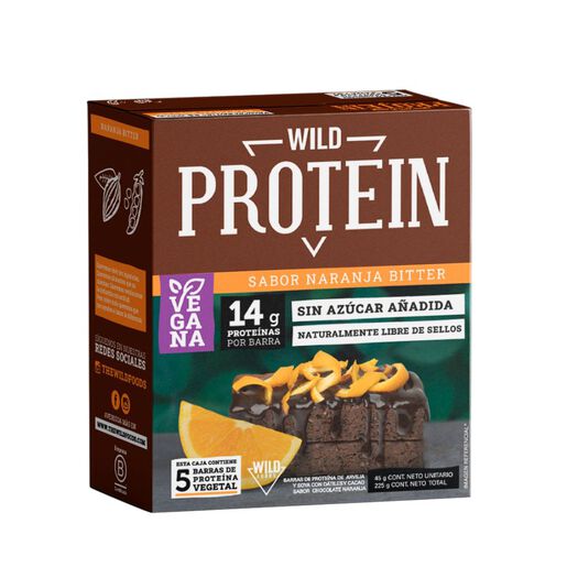 Wild Protein Vegan Chocolate Naranja 5un X 45g, , large image number 0