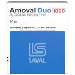 Amoval Duo 1000 mg/5 mL x 50 mL Polvo Para Suspensión Oral Con Solvente