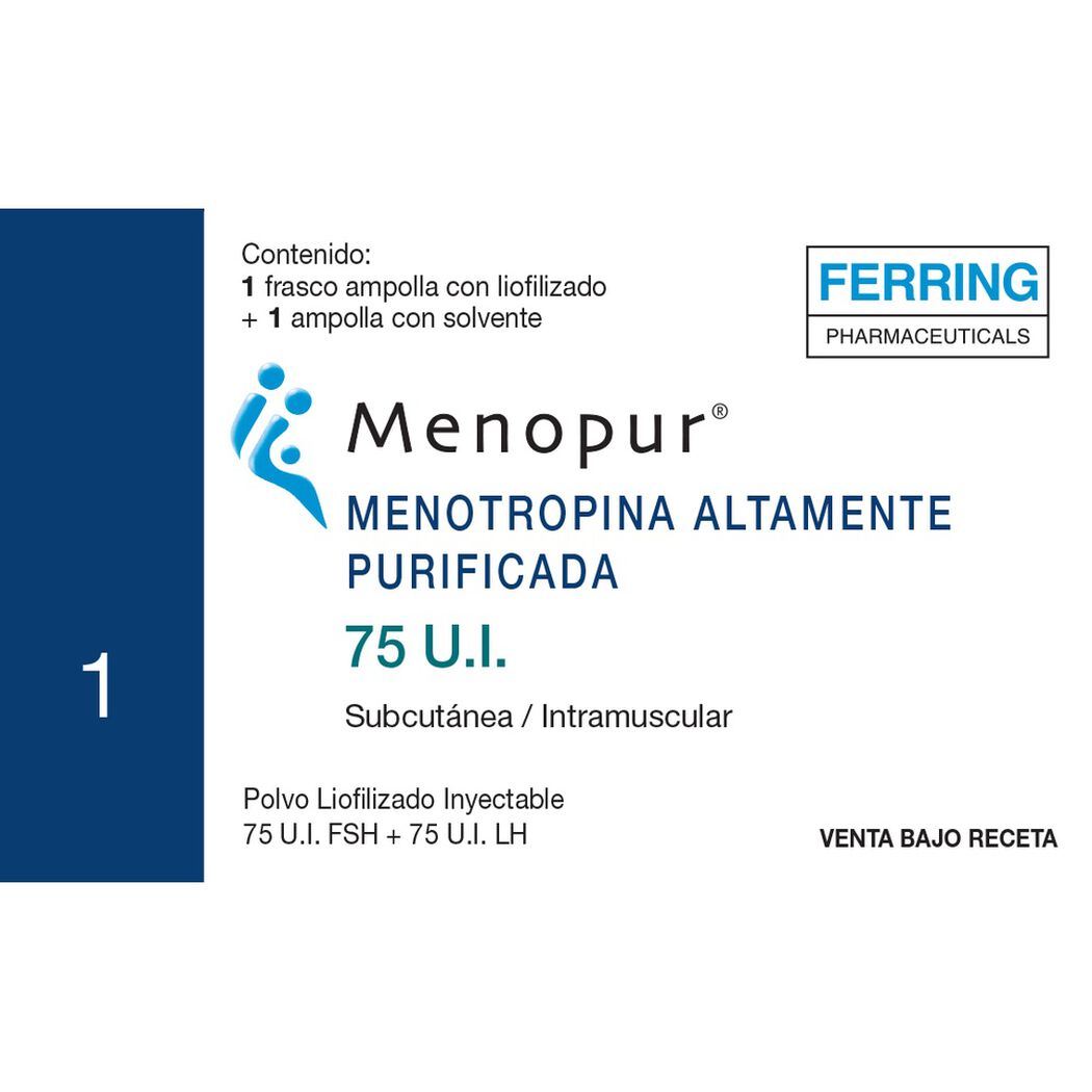 Menopur Menotropina Altamente Purificada 75 UI Polvo Liofilizado 1 Ampolla + Solvente, , large image number 0