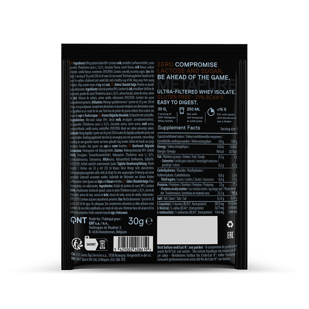 Prote&iacute;na QNT Metapure Whey Isolate Zero Chocolate 30 g, , large image number 1