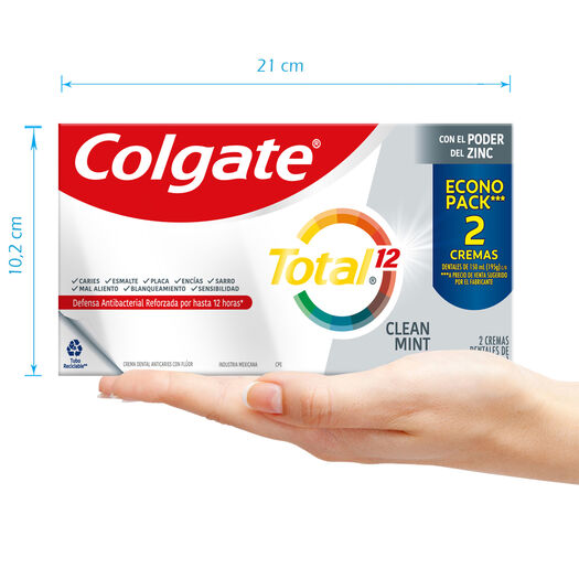 Colgate Pack Pasta Dental Total 12 Clean Mint 195 g x 1 Pack, , large image number 1