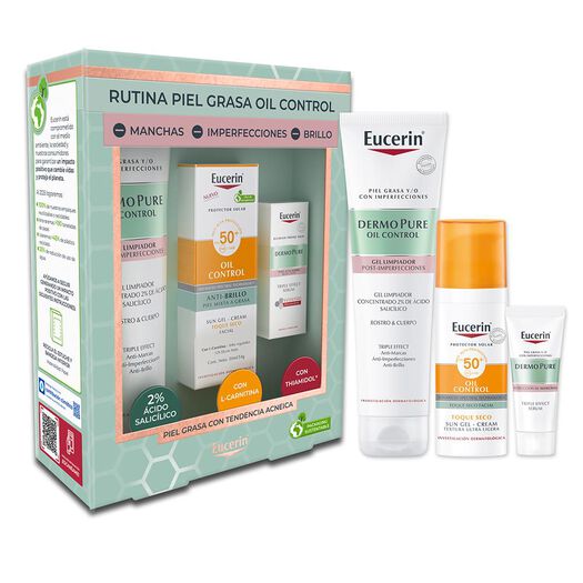 EUCERIN Pack Rutina Piel Grasa Gel Dermopure + Mini Triple Effect + Oil Control, , large image number 0