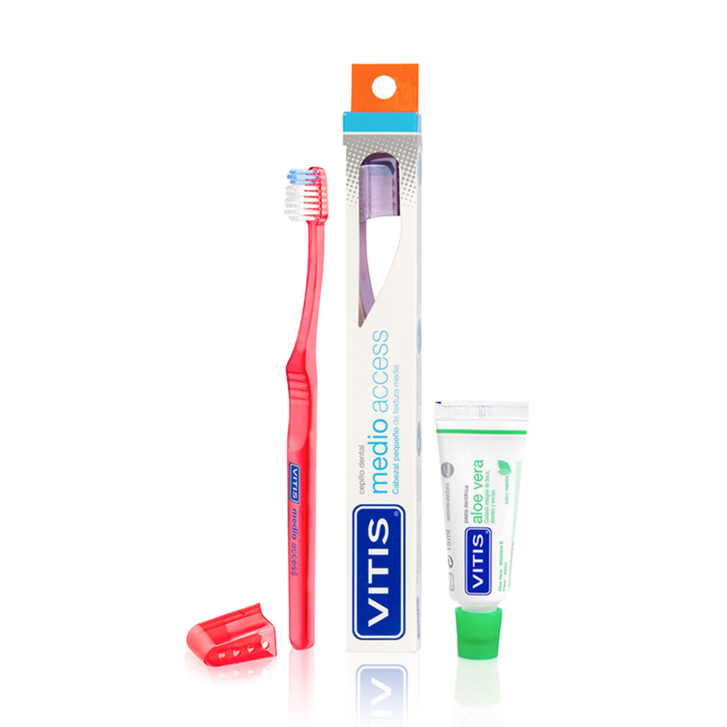 Vitis Cepillo Dental Access Medio Mas Pasta Aloe 20 g x 1 Unidad, , large image number 0