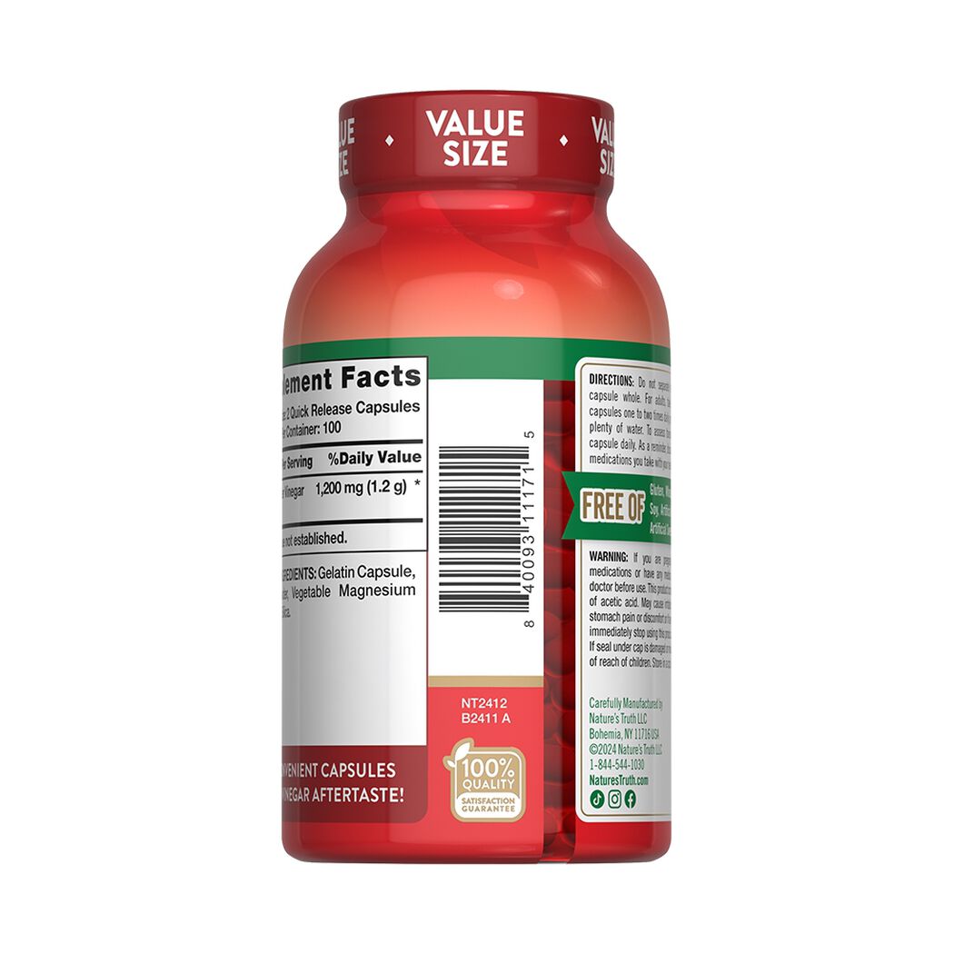 Vinagre de Manzana Triple Fuerza 1.200mg 200 C&aacute;psulas, , large image number 3