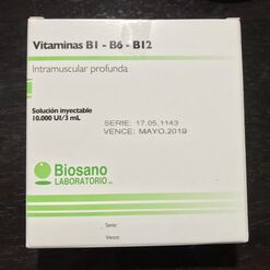 Vitamina B1/B6/B12 x 3 Ampollas Solución Inyectable BIOSANO