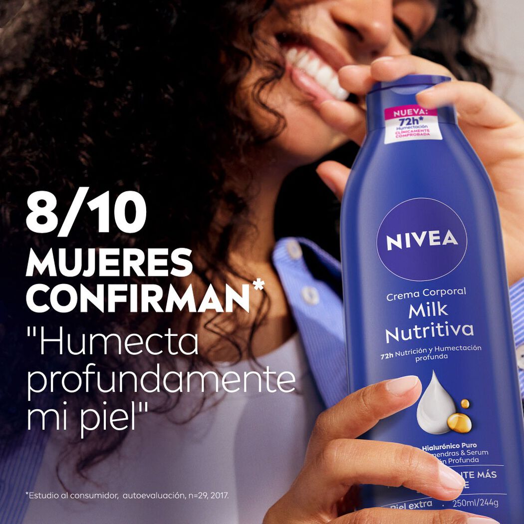 Crema Corporal Nivea Milk Nutritiva Extra Seca 250 ml, , large image number 4