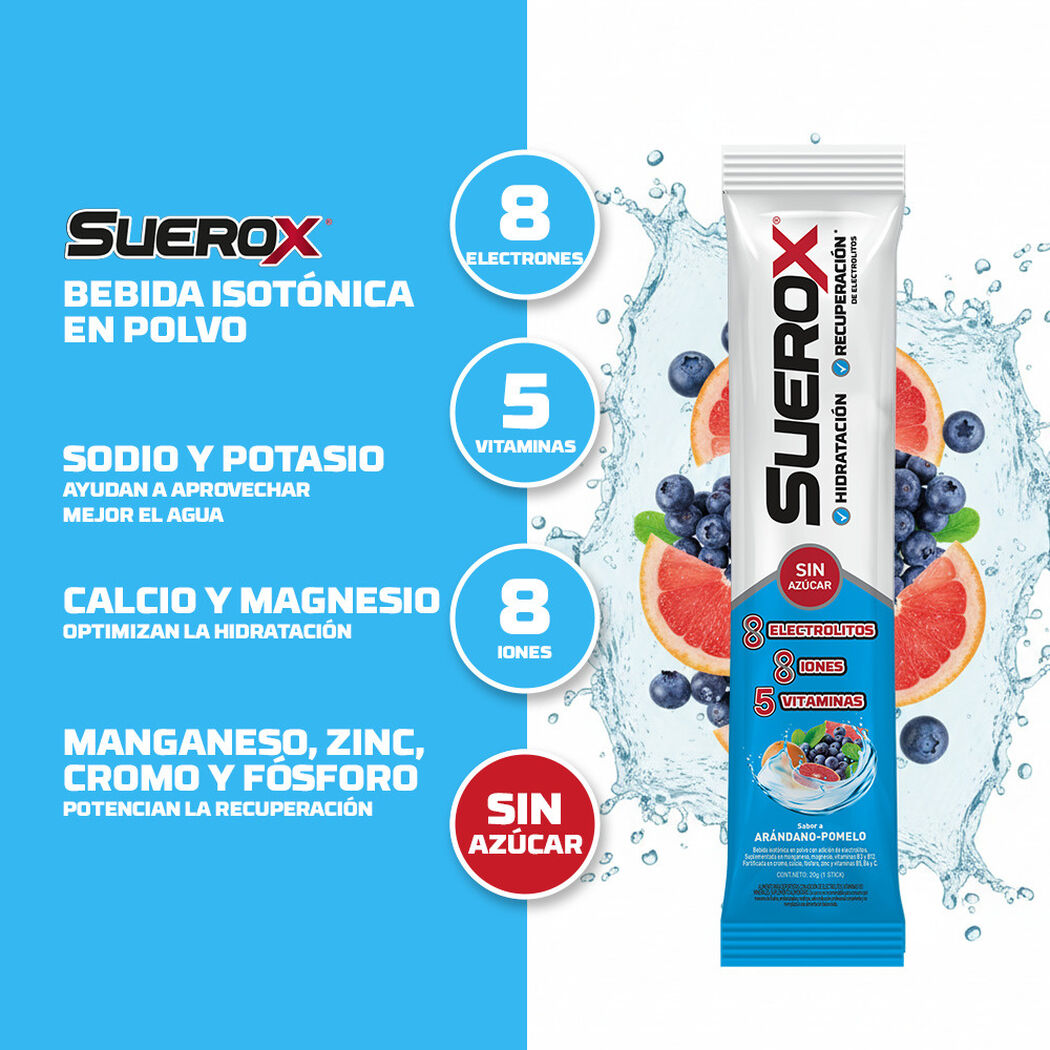 Suerox Polvo Ar&aacute;ndano Pomelo Pack 4 Unidades de 80gr., , large image number 3