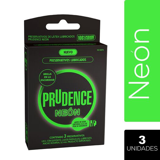 Preservativo Prudence Neon 3 Un, , large image number 0