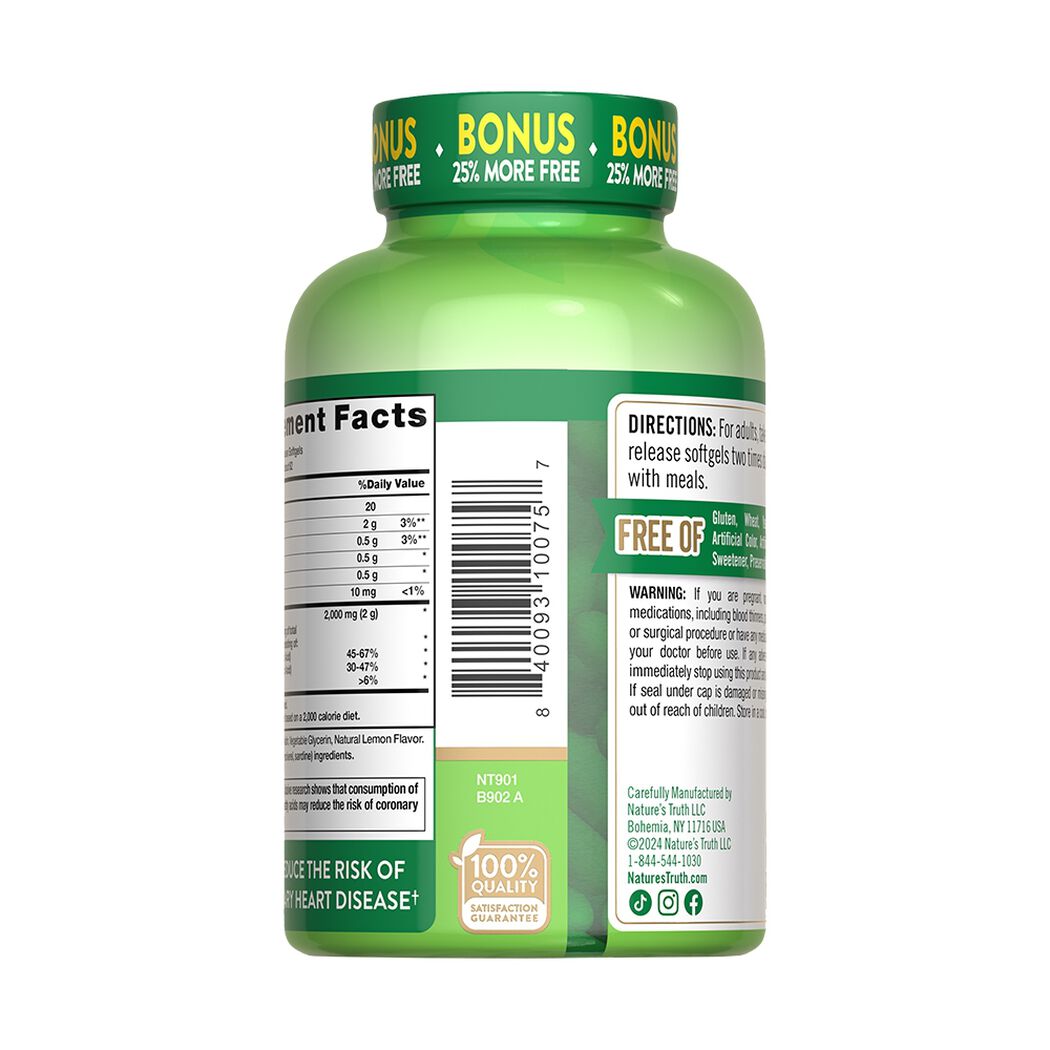 Omega 3 Fish Oil Nature's Truth 2000Mg 125 un, , large image number 4