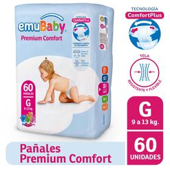 Pañales Emubaby Premium Comfort G 9-13 kg 60 un