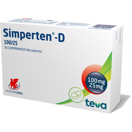 Simperten-D 100 mg/25 mg x 30 Comprimidos Recubiertos, , large image number 0