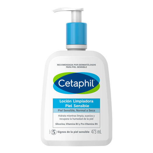 Loción limpiadora facial cetaphil para pieles sensibles 473ml, , large image number 0