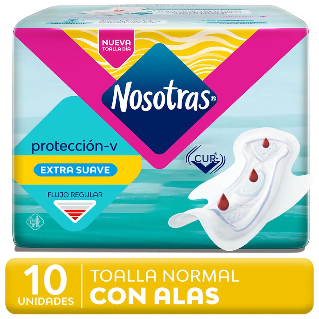 Nosotras Toalla Higienica Normal Tela Suave Con Alas x 10 Unidades, , large image number 0