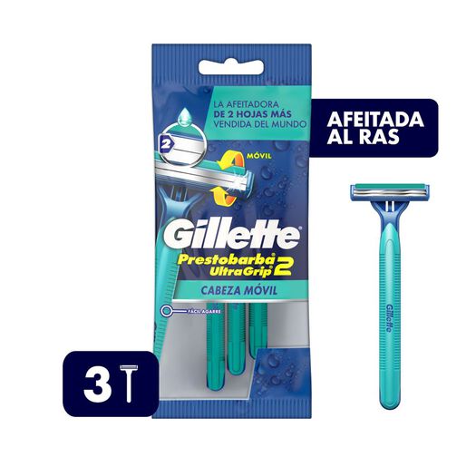 Máquina De Afeitar Desechable Gillette Prestobarba Ultragrip2 Con Cabezal Móvil, 3 Unidades, , large image number 0