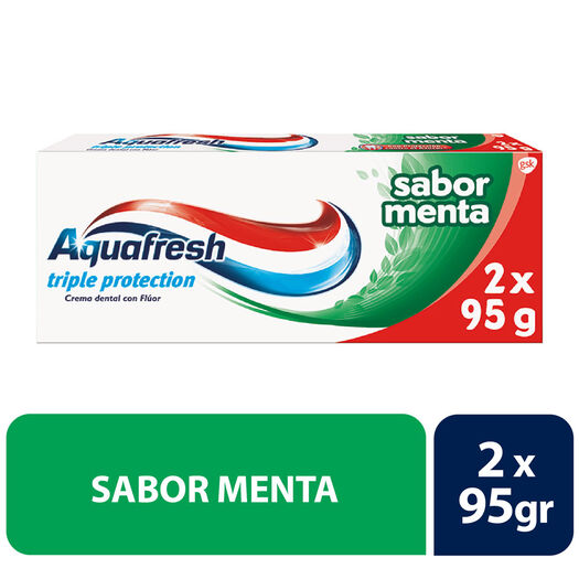 Pack Aquafresh Sabor Menta 2x 95gr, , large image number 0