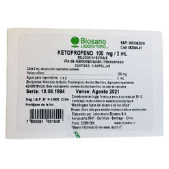 Ketoprofeno 100 mg/2 ml x 5 Ampollas Solución Inyectable IV BIOSANO
