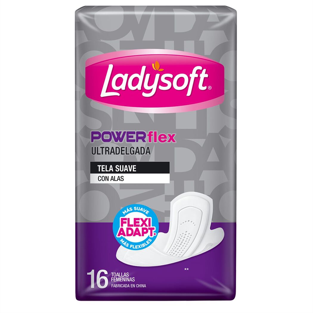 Toalla Higi&eacute;nica Ladysoft Powerflex Ultra Delgada Tela Suave 16 un, , large image number 1