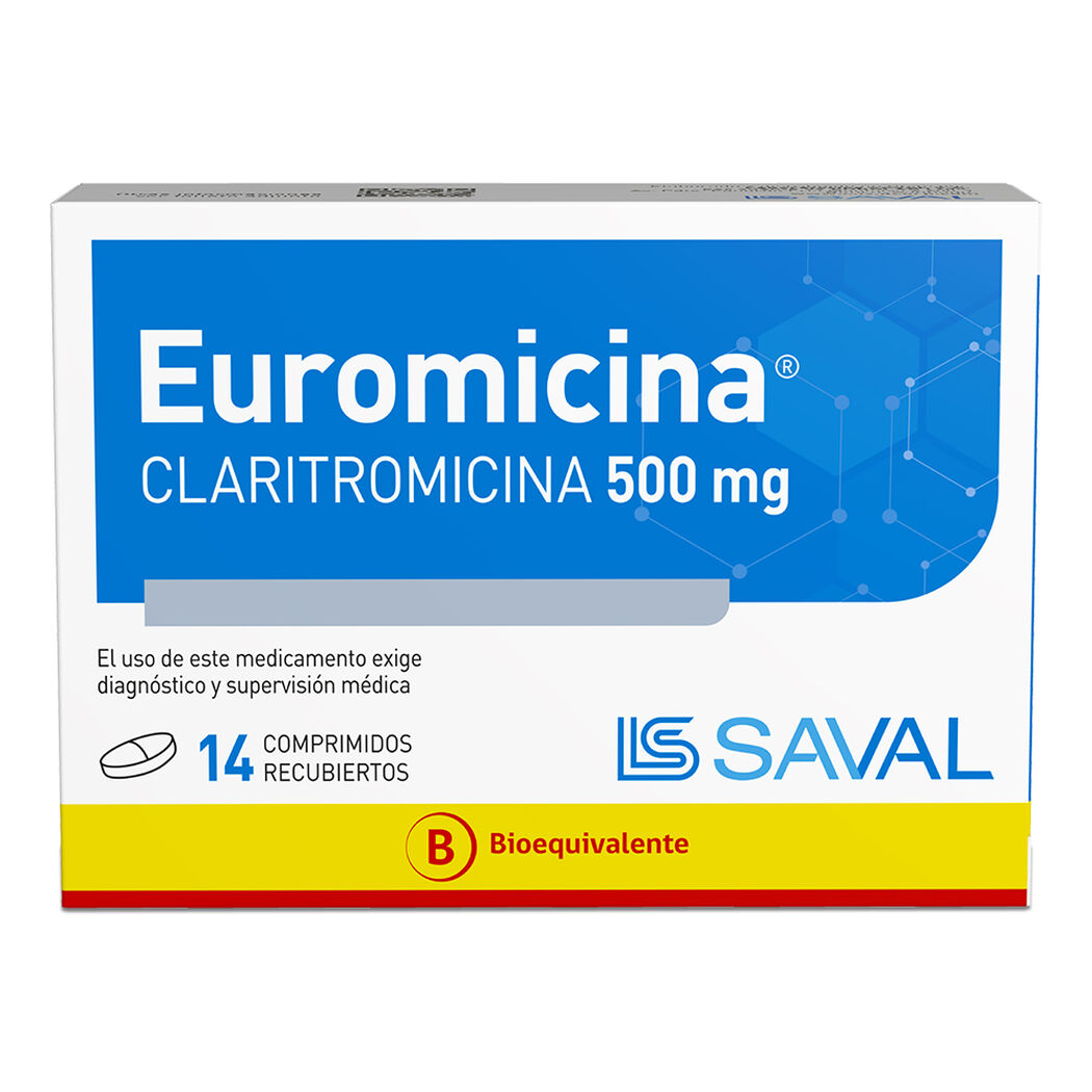 EUROMICINA Claritromicina 500 mg 14 comprimidos, , large image number 0