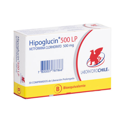 Hipoglucin LP 500 mg x 30 Comprimidos de Liberación Prolongada, , large image number 0