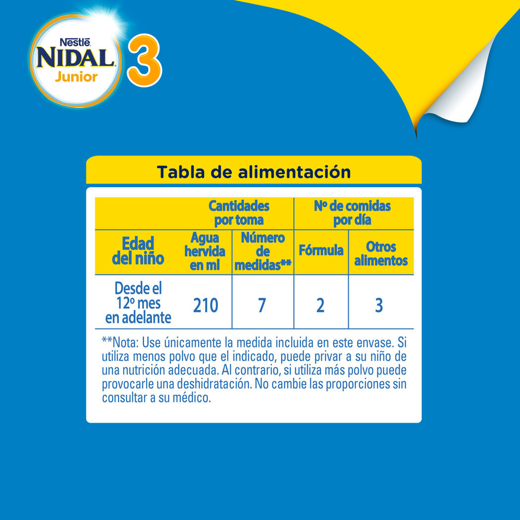 F&oacute;rmula L&aacute;ctea Nidal Junior 800 g, , large image number 3