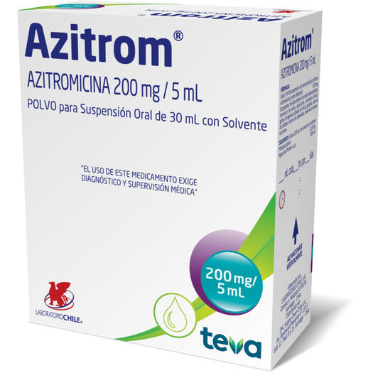 Azitrom 200 mg/5 mL x 30 mL Polvo para Suspensión Oral con Solvente, , large image number 0