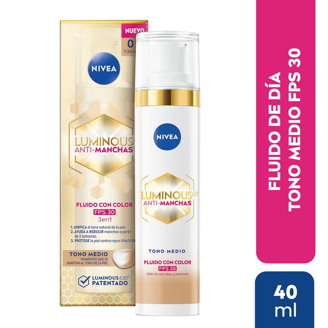 Fluido Facial Nivea Luminous 630 Tono Medio FPS30 40 ml, , large image number 0