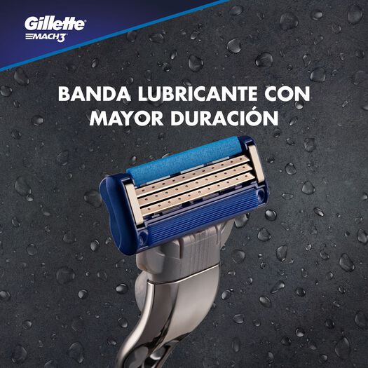 Máquina De Afeitar Recargable Gillette Mach3 Turbo Con Banda De Mayor Duración, 1 Unidad, , large image number 3