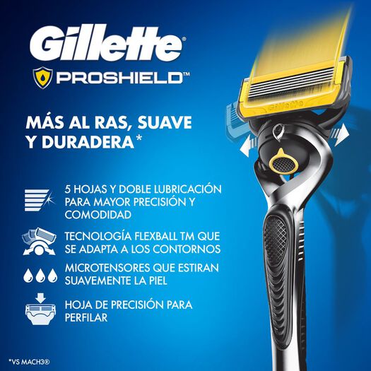 Máquina De Afeitar Recargable Gillette Proshield Con Extra Lubricación, 1 Unidad, , large image number 3