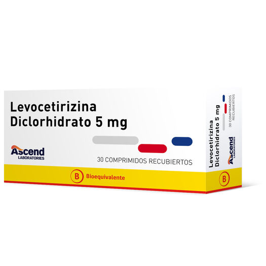 Levocetirizina 5 mg x 30 Comprimidos Recubiertos ASCEND, , large image number 0