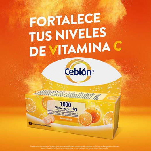 Cebión Vitamina C sabor Naranja x10 Comprimidos Efervescentes, , large image number 1
